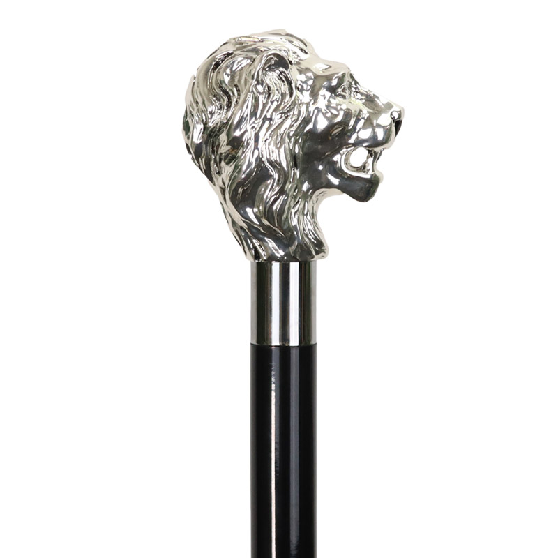 Silver-Plated Lion Walking Stick