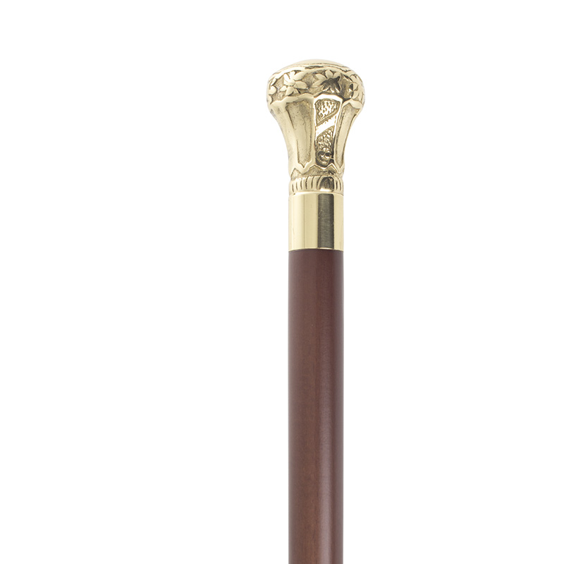 Boxwood Collectors' Crown Brass Handle Cane