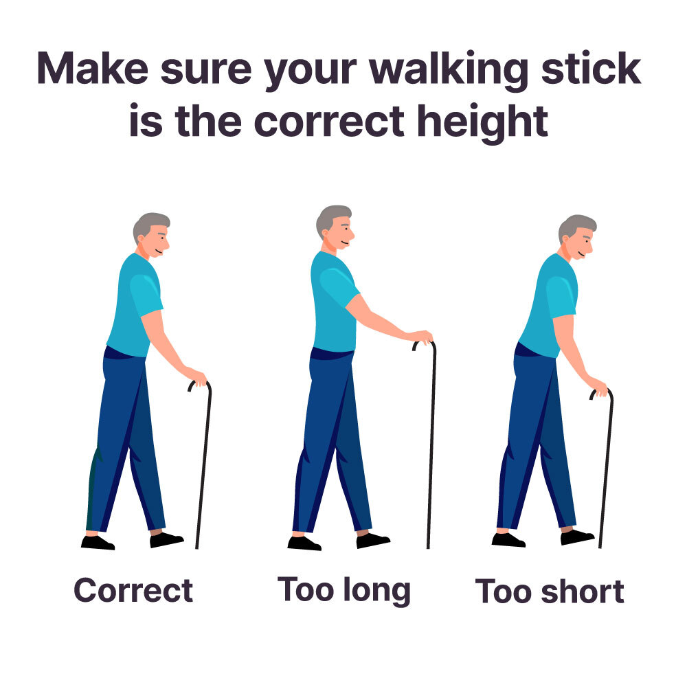 Make sure your walking stick is the correct height