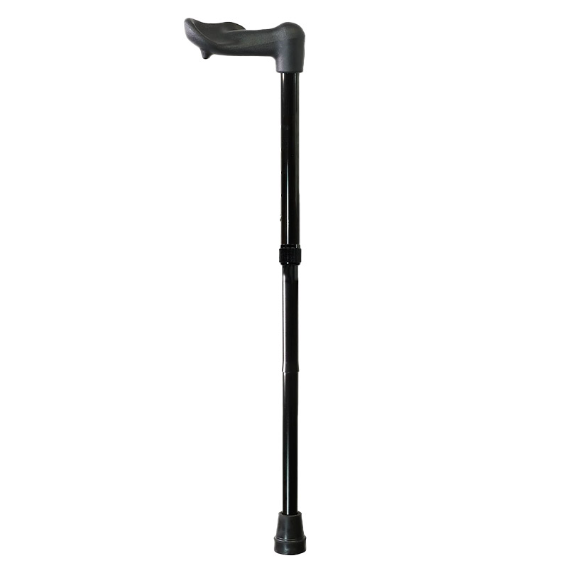 Adjustable Folding Black Anatomical Walking Stick