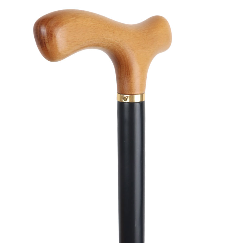 Black and Beech Crutch Handle Wooden Walking Stick