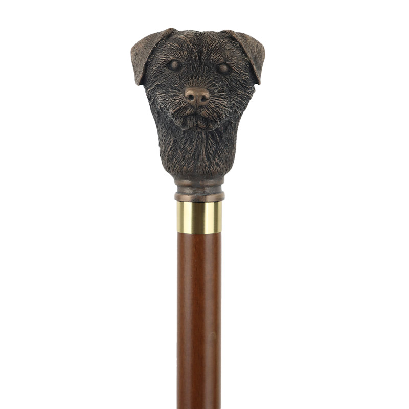 Brass Dog Head Walking Stick Handle - Greyhound / Whippet / Lurcher / Hound  