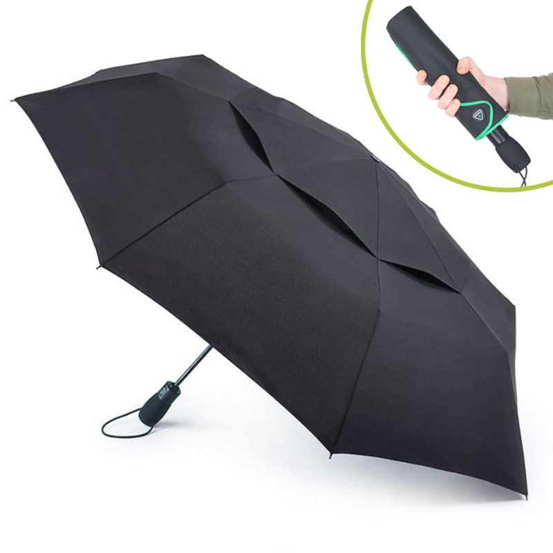 Fulton Tornado High-Performance Vented Auto-Compact Umbrella (Black)