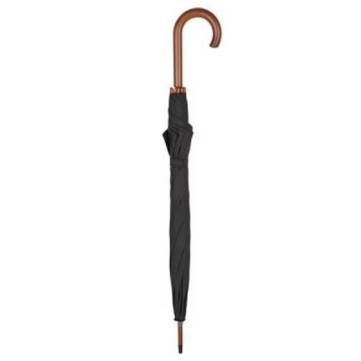 Classic Black Large-Canopy Umbrella with Crook Handle