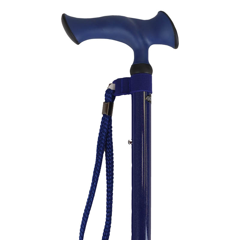 Ziggy Blue Ergonomic Gel Handle Folding Walking Stick