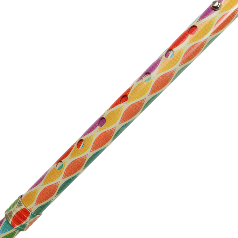 Ziggy Leaf Pattern Height-Adjustable Walking Stick with Derby Handle