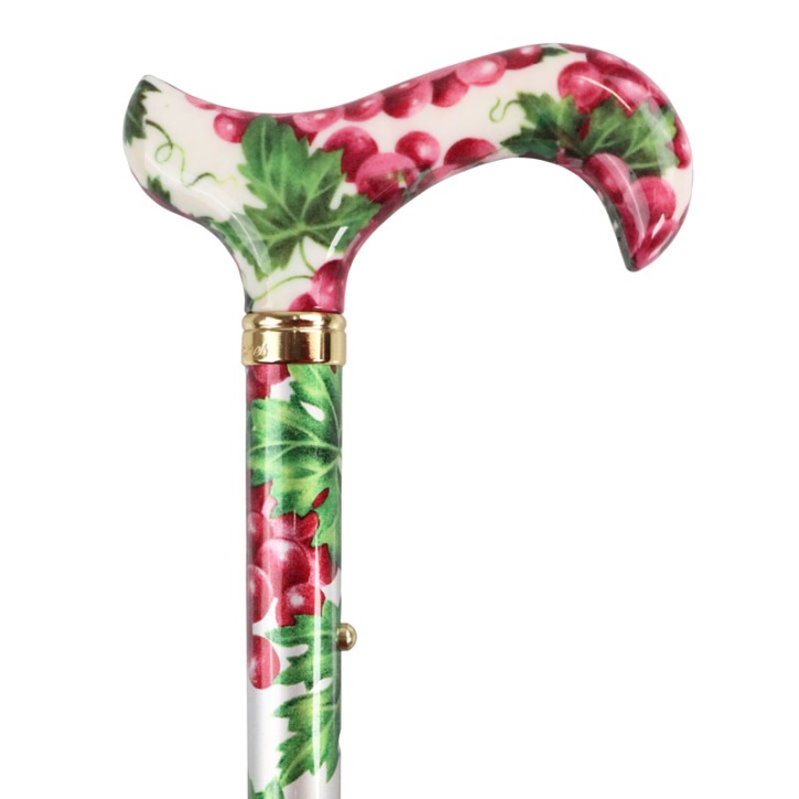 Adjustable Folding Elite Derby Handle Red Grapes Walking Stick