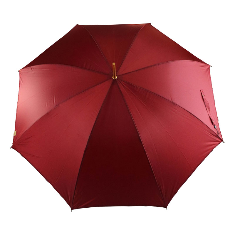 Bamboo Crook Handle Ladies' Umbrella with Burgundy Canopy