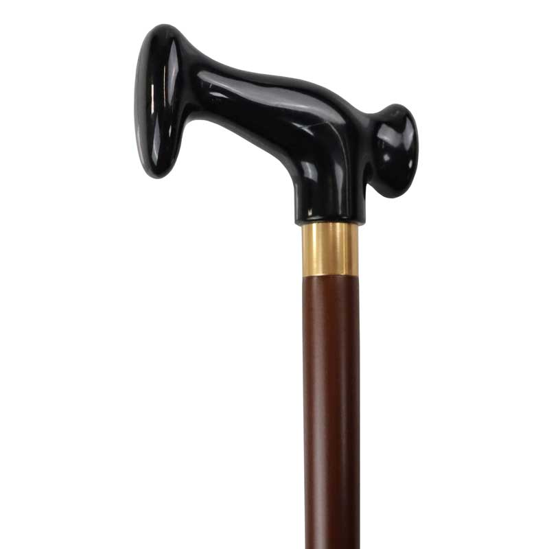 Black Escort Crutch Handle Wooden Walking Stick