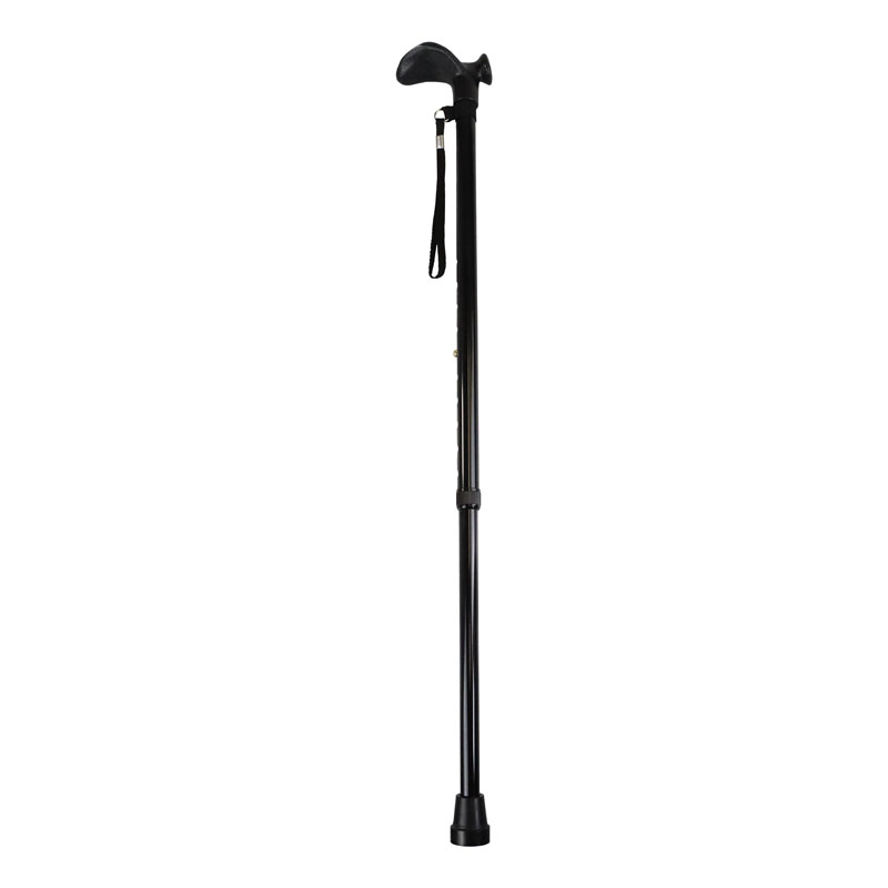 Black Height Adjustable Walking Stick with Anatomic Handle