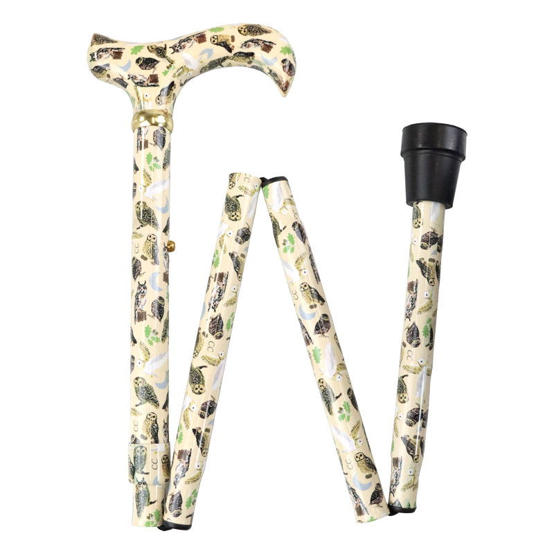 British Owls Folding Patterned Walking Stick