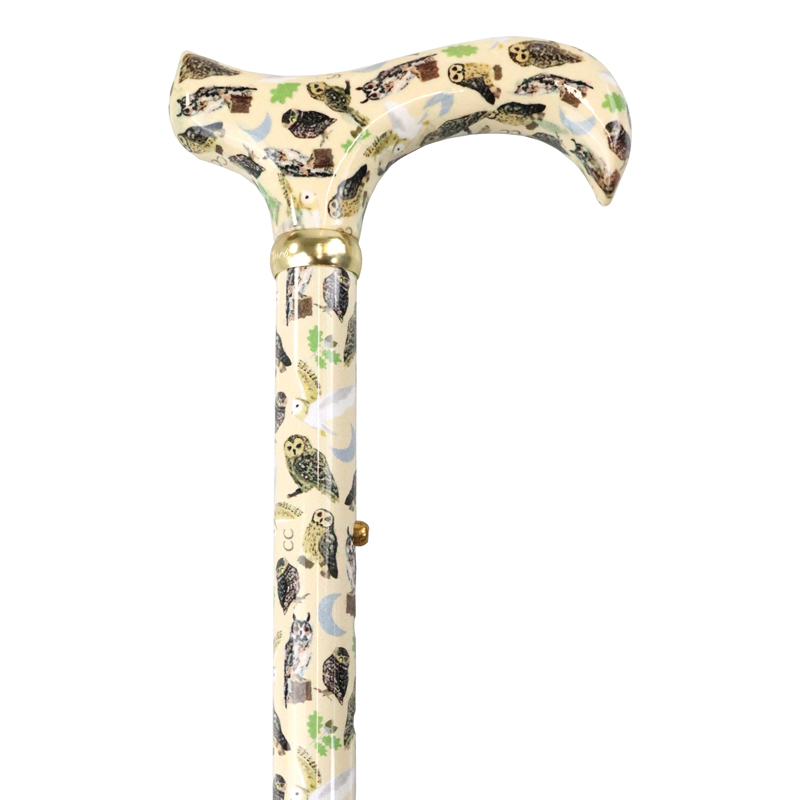 British Owls Folding Patterned Walking Stick