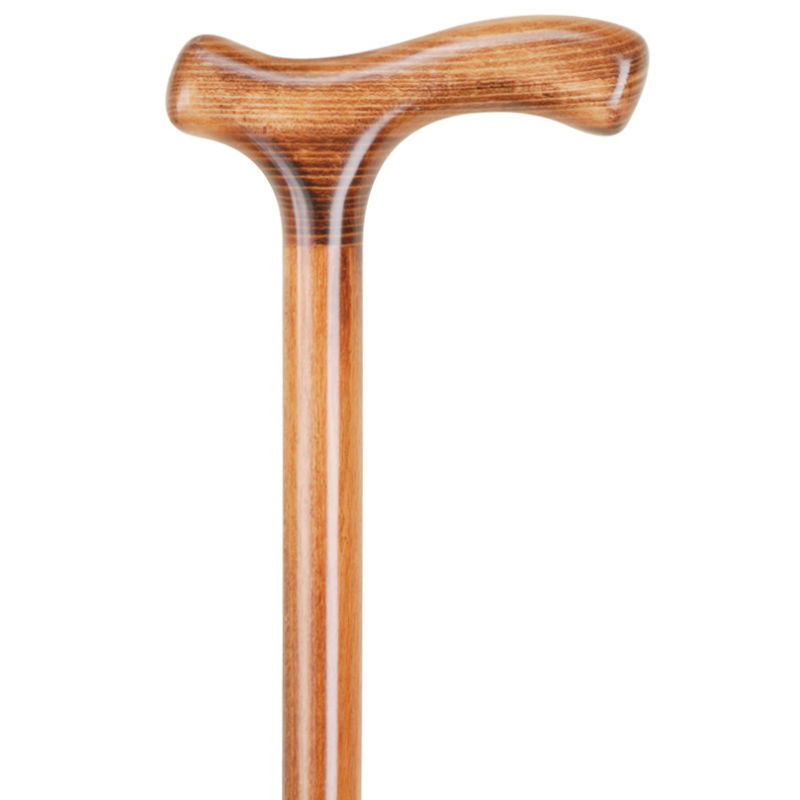White Derby Handle Walking Cane with Beechwood Wood Shaft and Silver Collar