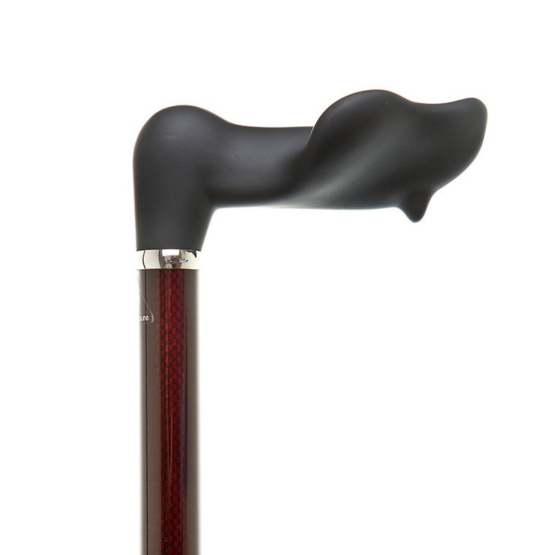 Burgundy Silicone Handle Folding Stick with Wrist Cord