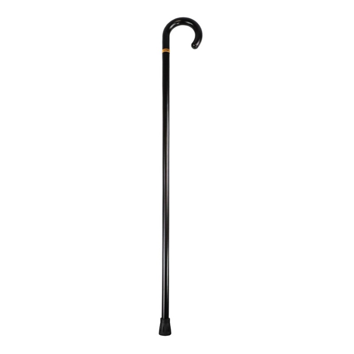 Collared Black Cane with Crook Handle