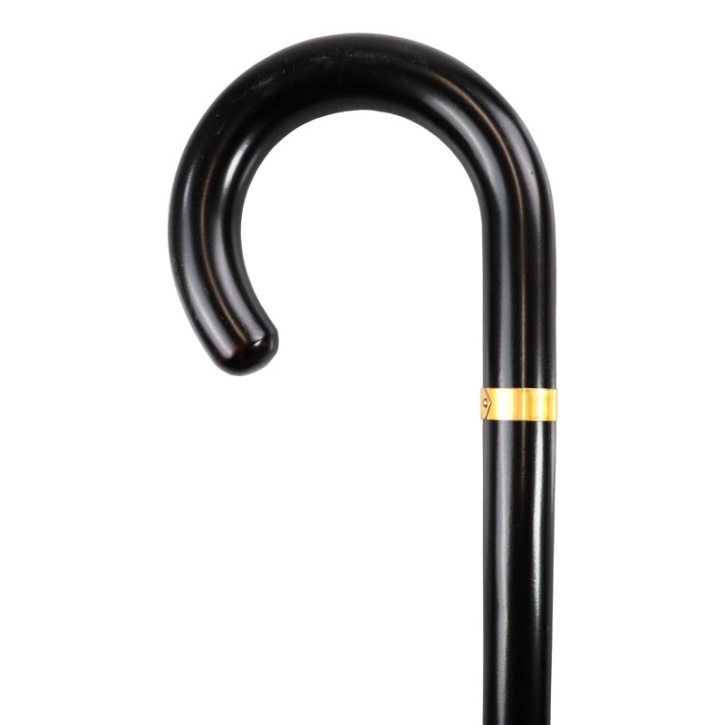 Collared Black Cane with Crook Handle