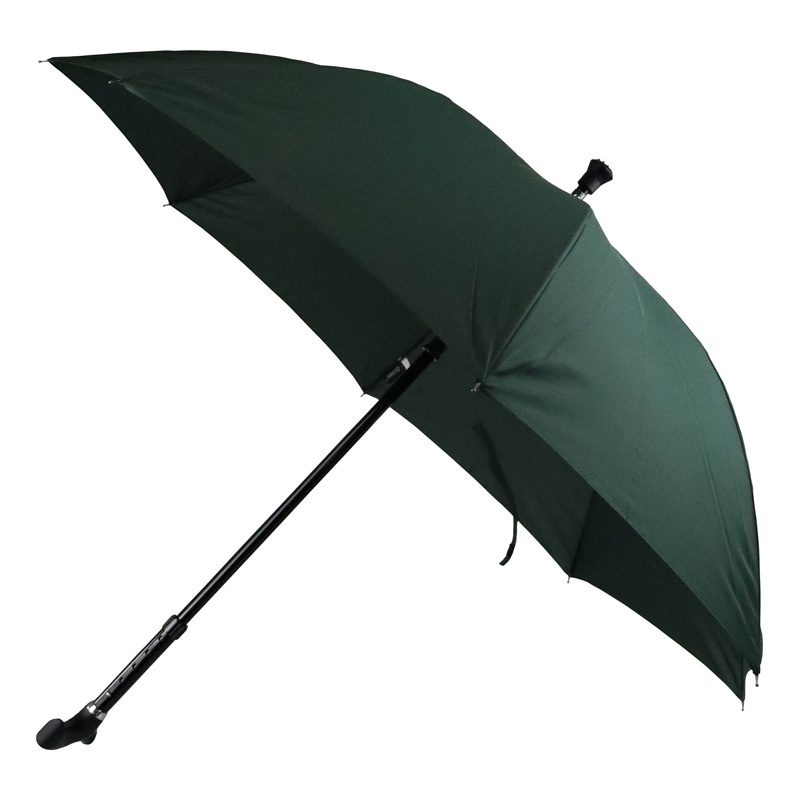 Crutch-Handle Adjustable Walking Stick Umbrella (British Racing Green)