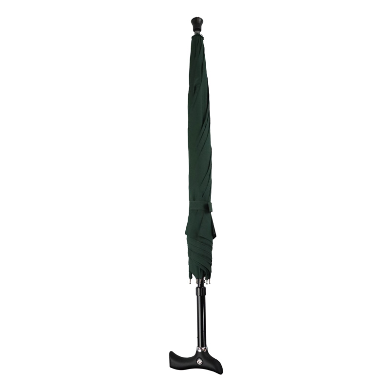 Crutch-Handle Adjustable Walking Stick Umbrella (British Racing Green)