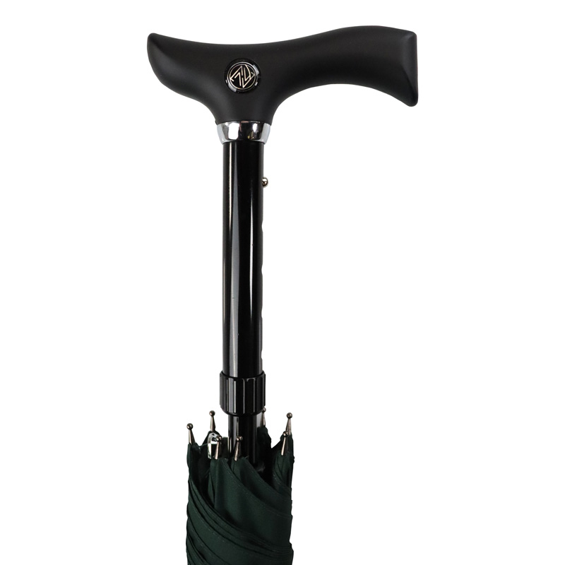 Crutch-Handle Adjustable Walking Stick Umbrella (British Racing Green)