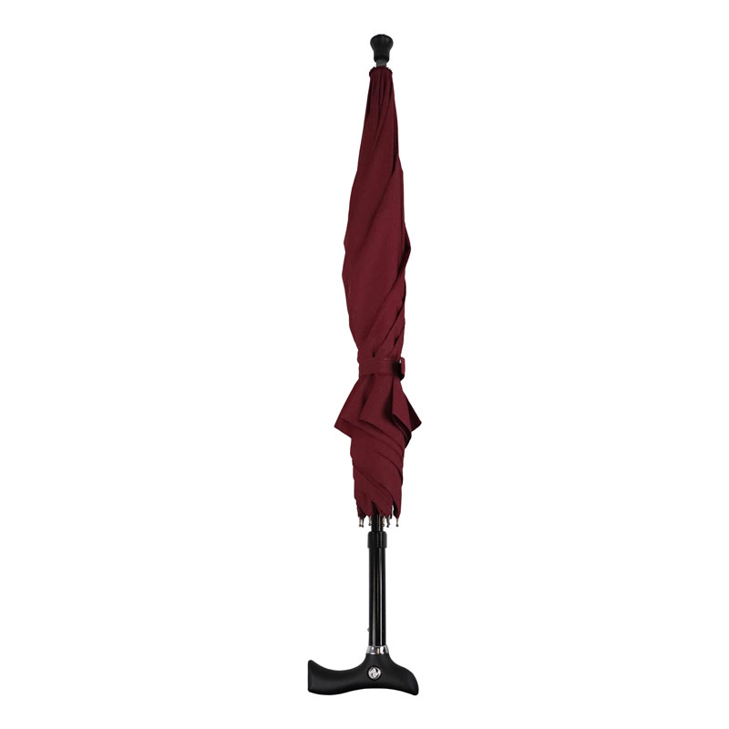 Crutch-Handle Adjustable Walking Stick Umbrella (Rich Burgundy)