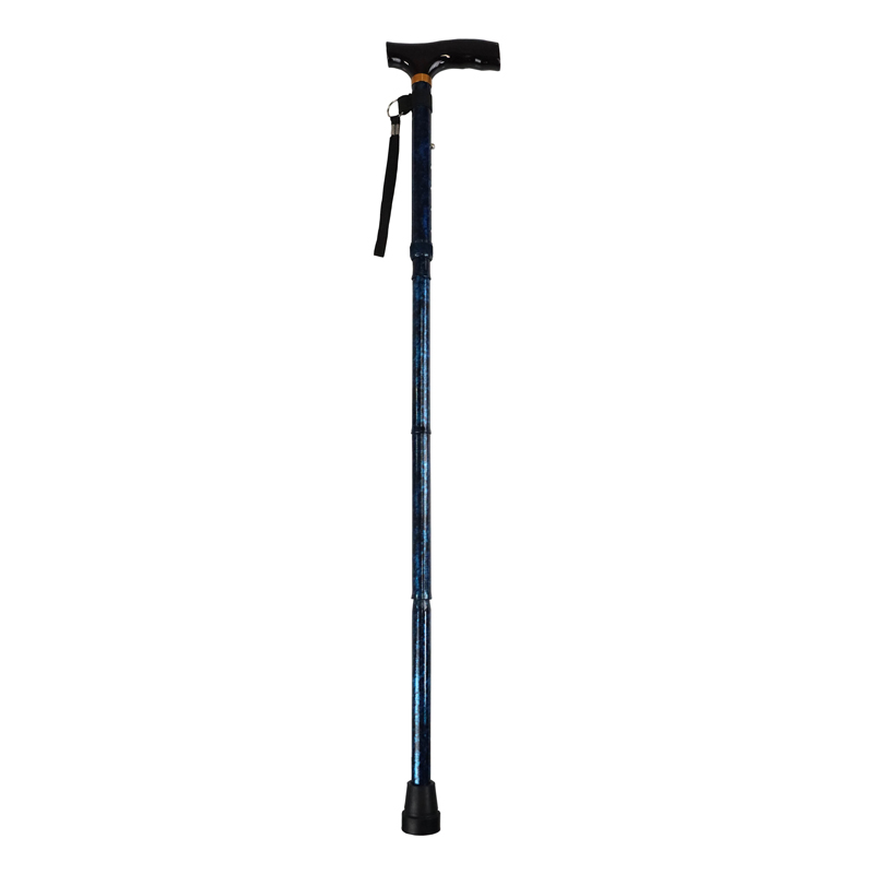 Drive Medical Blue Crackle Patterned Folding Walking Cane with Strap