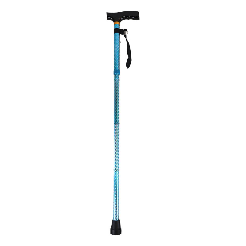 Drive Medical Blue Spiral Wave Patterned Folding Walking Cane with Strap