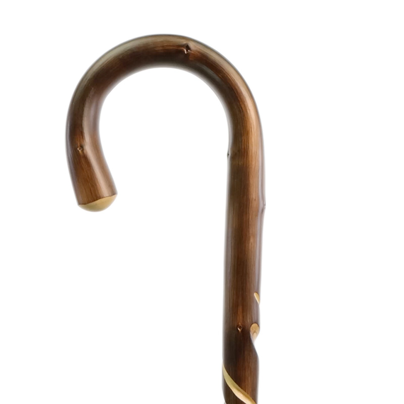 LARGE HIKING SOLID CARVED WOOD WALKING STICK/CANE THICK CHESTNUT