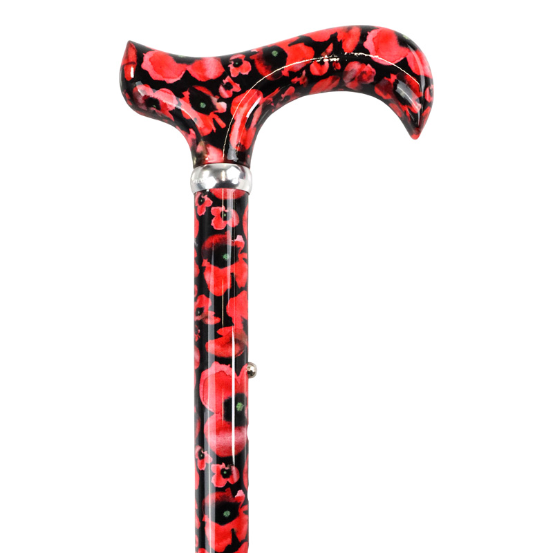 Folding Adjustable British Poppies Derby Cane