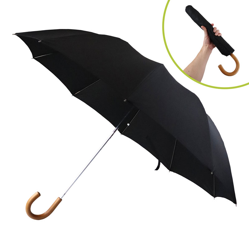 Fox Umbrellas TEL3 Malacca Crook Handle Black Umbrella