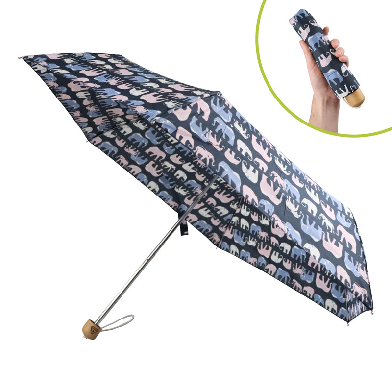 Fulton Eco Planet-2 Recycled Compact UV Umbrella (Marching Elephants)