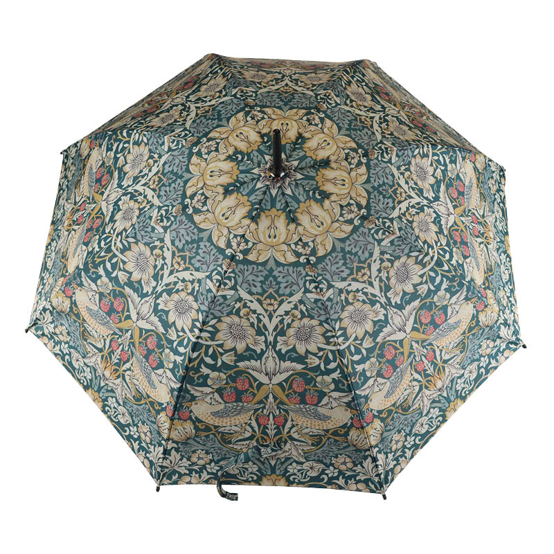 Fulton Kensington-2 Morris and Co. UV-Resistant Walking Umbrella (Strawberry Thief)