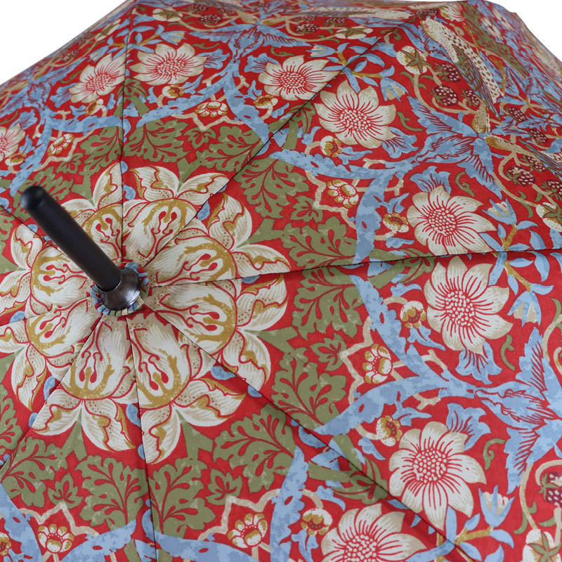 Fulton Kensington-2 Morris and Co. UV-Resistant Walking Umbrella (Strawberry Thief Crimson)