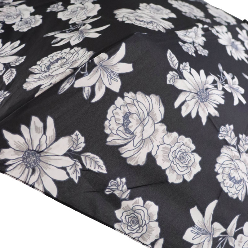 Fulton Miniflat 2 Foldable Umbrella (Black and White Floral)