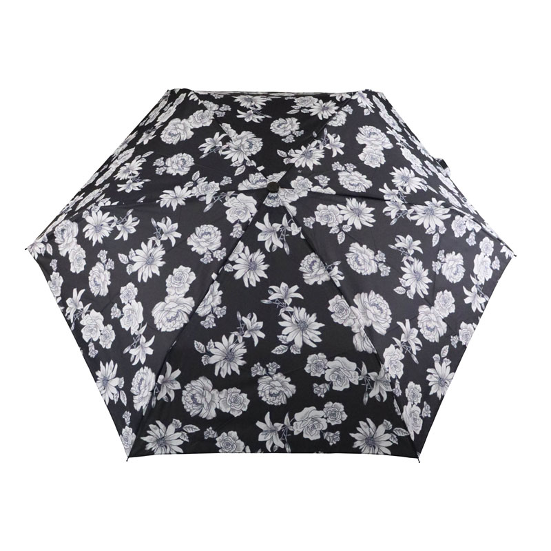 Fulton Miniflat 2 Foldable Umbrella (Black and White Floral)