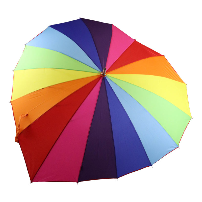 Fulton Rainbow Heart Umbrella with Crook Handle