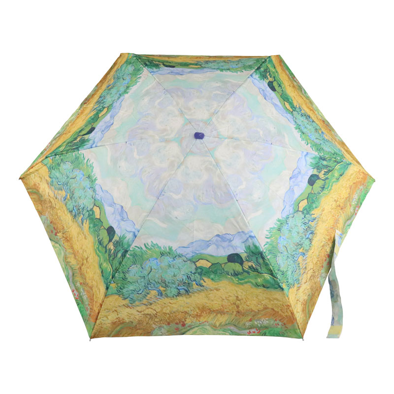 Fulton Tiny 2 National Gallery Foldable Umbrella (A Wheatfield, with Cypresses by Van Gogh)