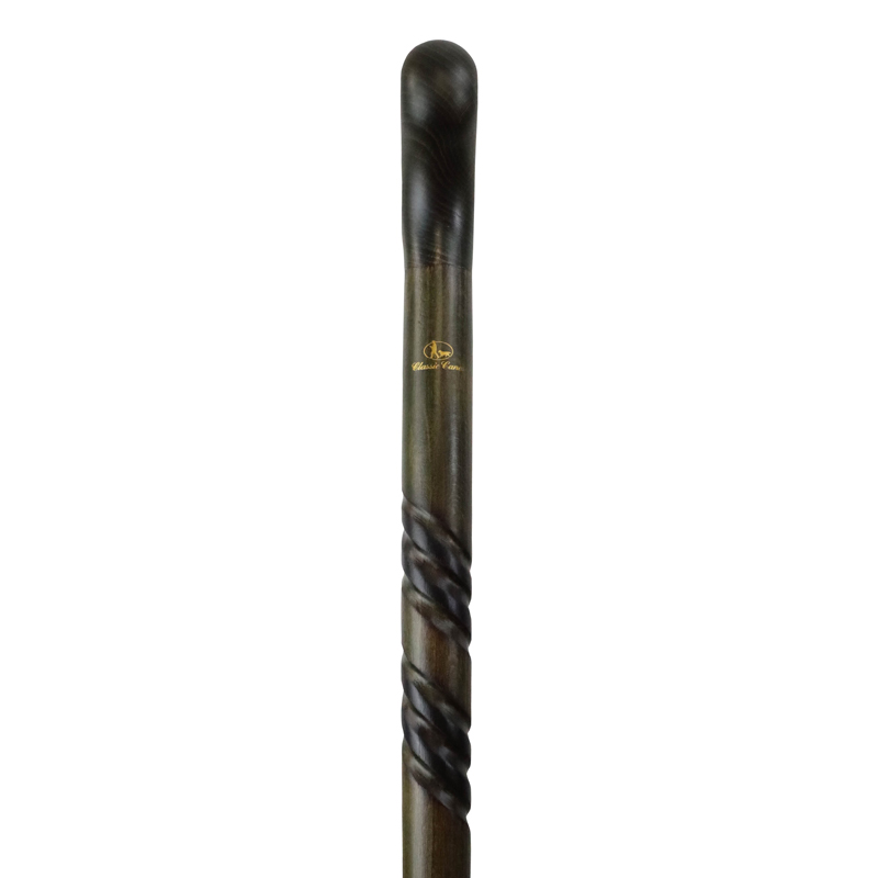 Gents' Beech Derby Green Walking Stick with Spiral