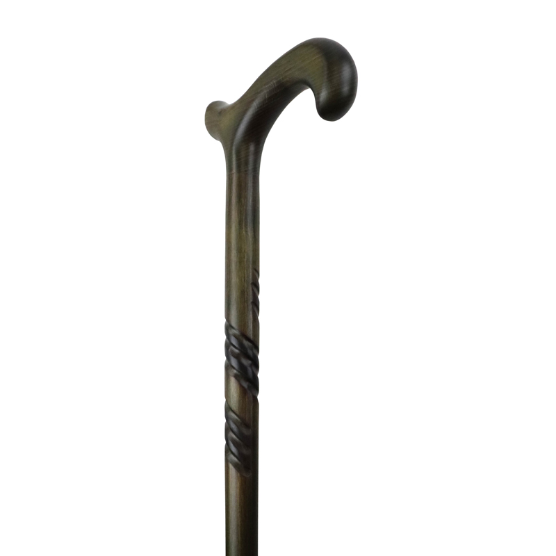 Gents' Beech Derby Green Walking Stick with Spiral