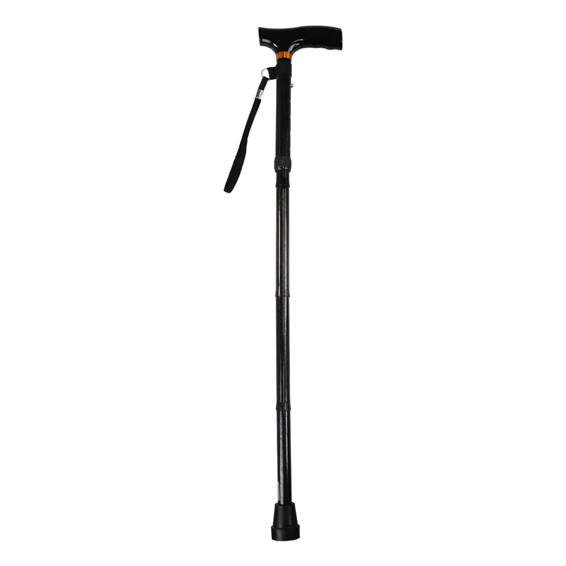 Grey Marbled Height Adjustable Folding Cane with Crutch Handle