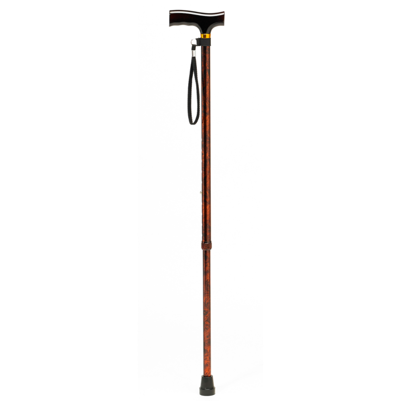 Height Adjustable Walnut Walking Stick with Crutch Handle