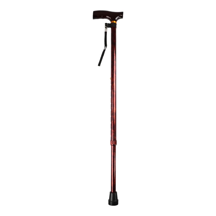 Height Adjustable Walnut Walking Stick with Crutch Handle