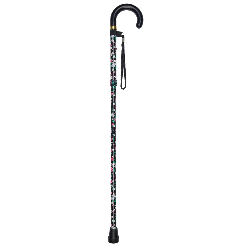 Ziggy Adjustable Black Floral Cane Walkingsticks Co Uk