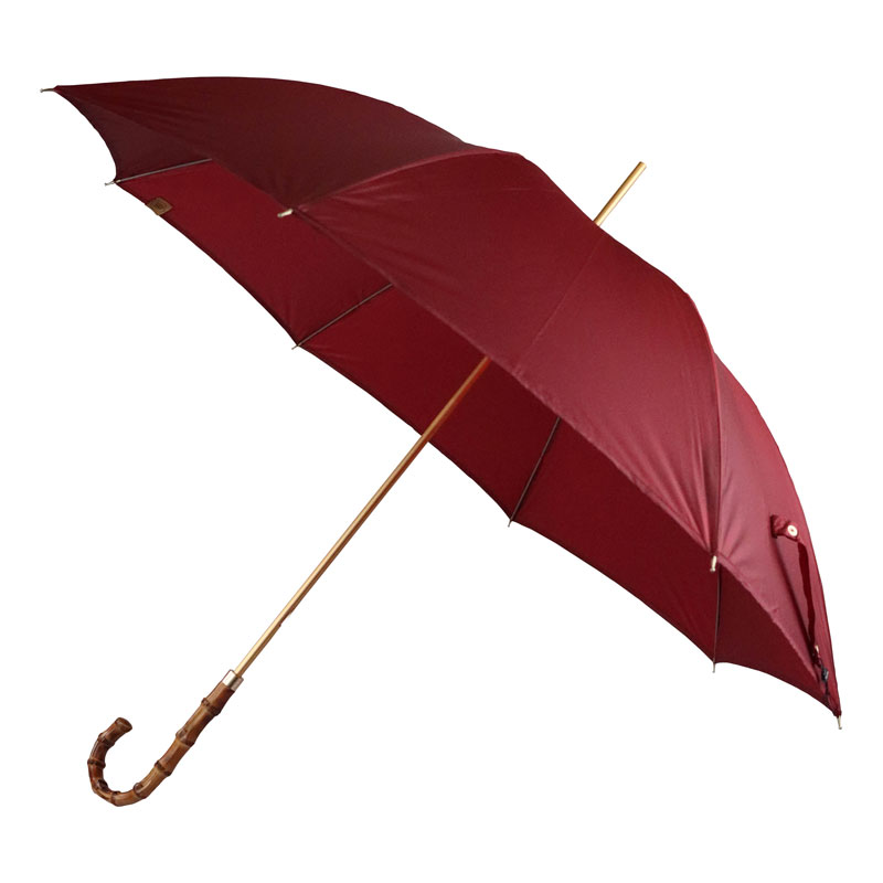 Bamboo Crook Handle Ladies' Umbrella with Burgundy Canopy