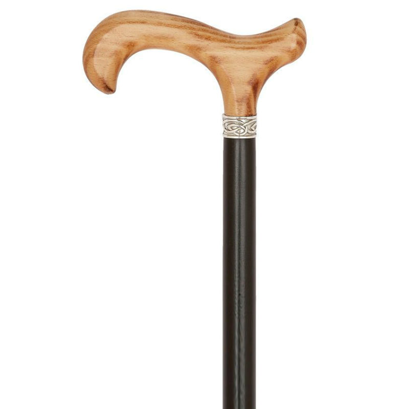 Black Derby Handle Wooden Walking Stick with Celtic Collar ...