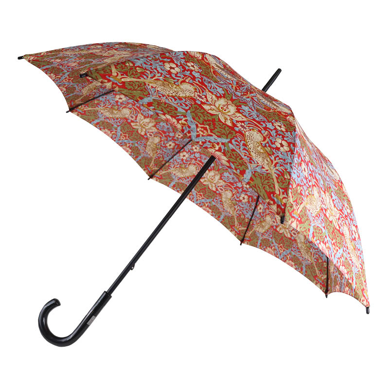 Fulton Kensington-2 Morris and Co. UV-Resistant Walking Umbrella (Strawberry Thief Crimson)