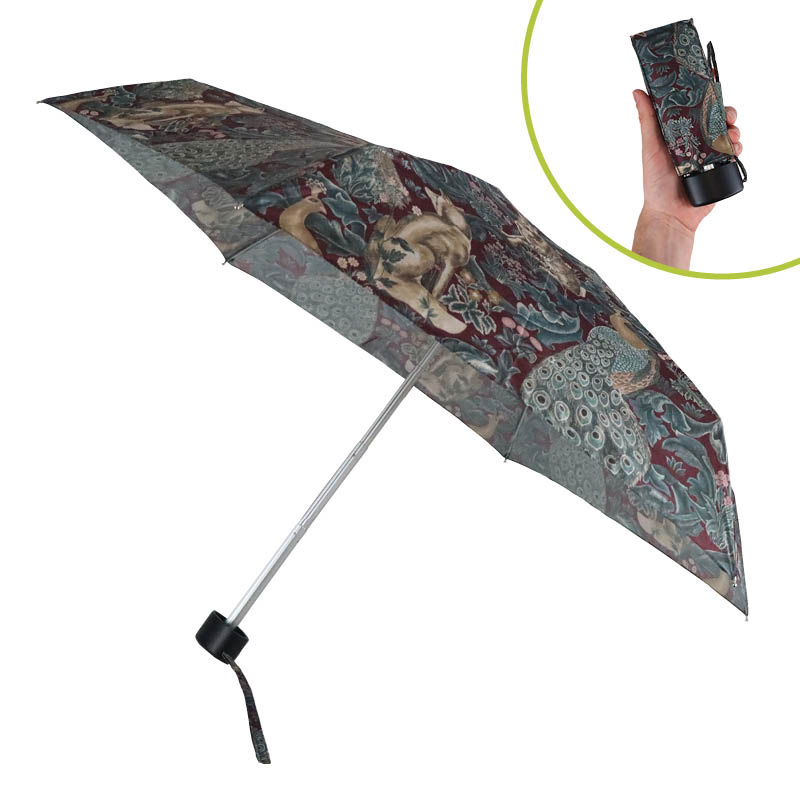 Fulton Tiny 2 Morris and Co Collection Compact Umbrella (Forest Plum)