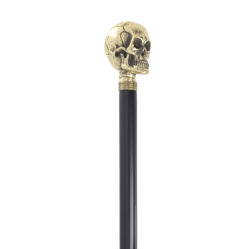 Gold Coloured Skull Walking Cane - WalkingSticks.co.uk