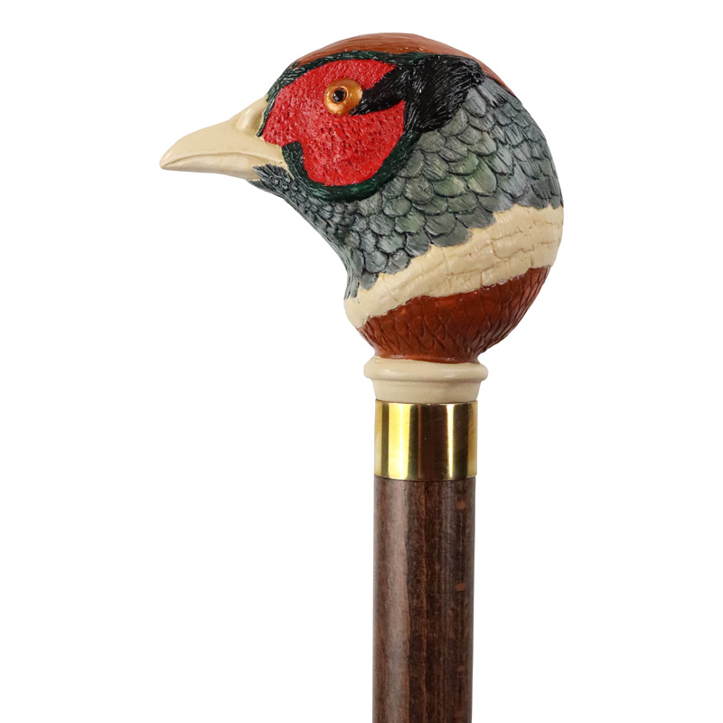 Hand Painted Pheasant Hardwood Cane