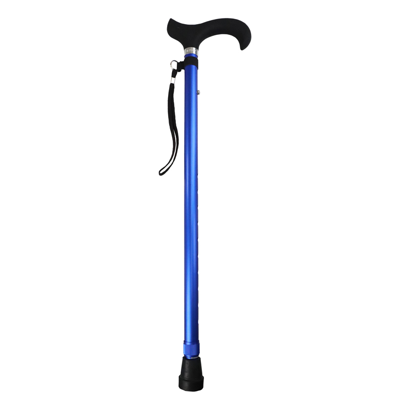 Metallic Blue Adjustable Walking Stick with Silicone Derby Handle