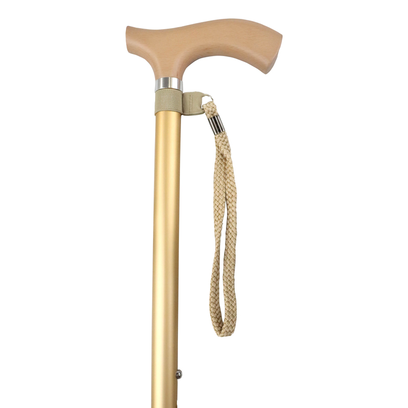 Metallic Gold Adjustable Lightweight Walking Stick with Matching Ferrule